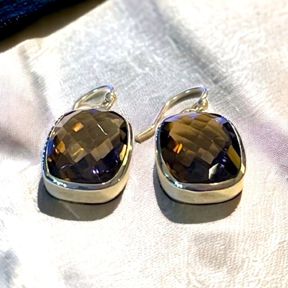 Designer Smoky Quartz Sterling Silver Earrings - Picture 3 of 5